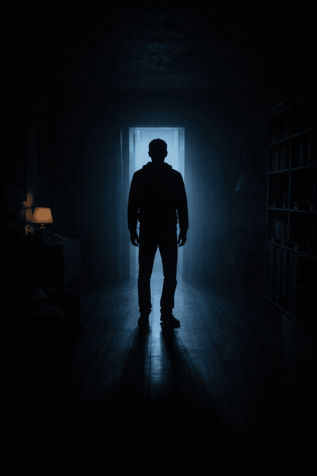 Темна кiмната та силует людини